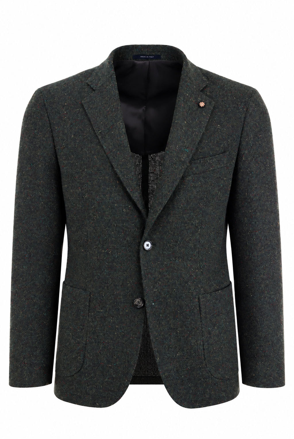 Giacca Uomo in Tweed Due Bottoni con Spacchi Laterali