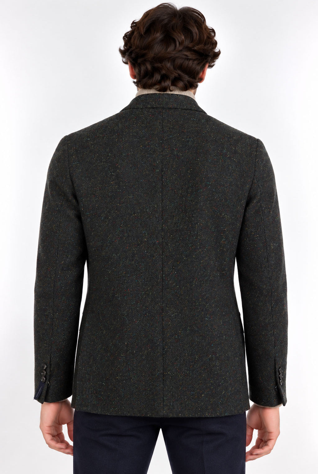 Giacca Uomo in Tweed Due Bottoni con Spacchi Laterali