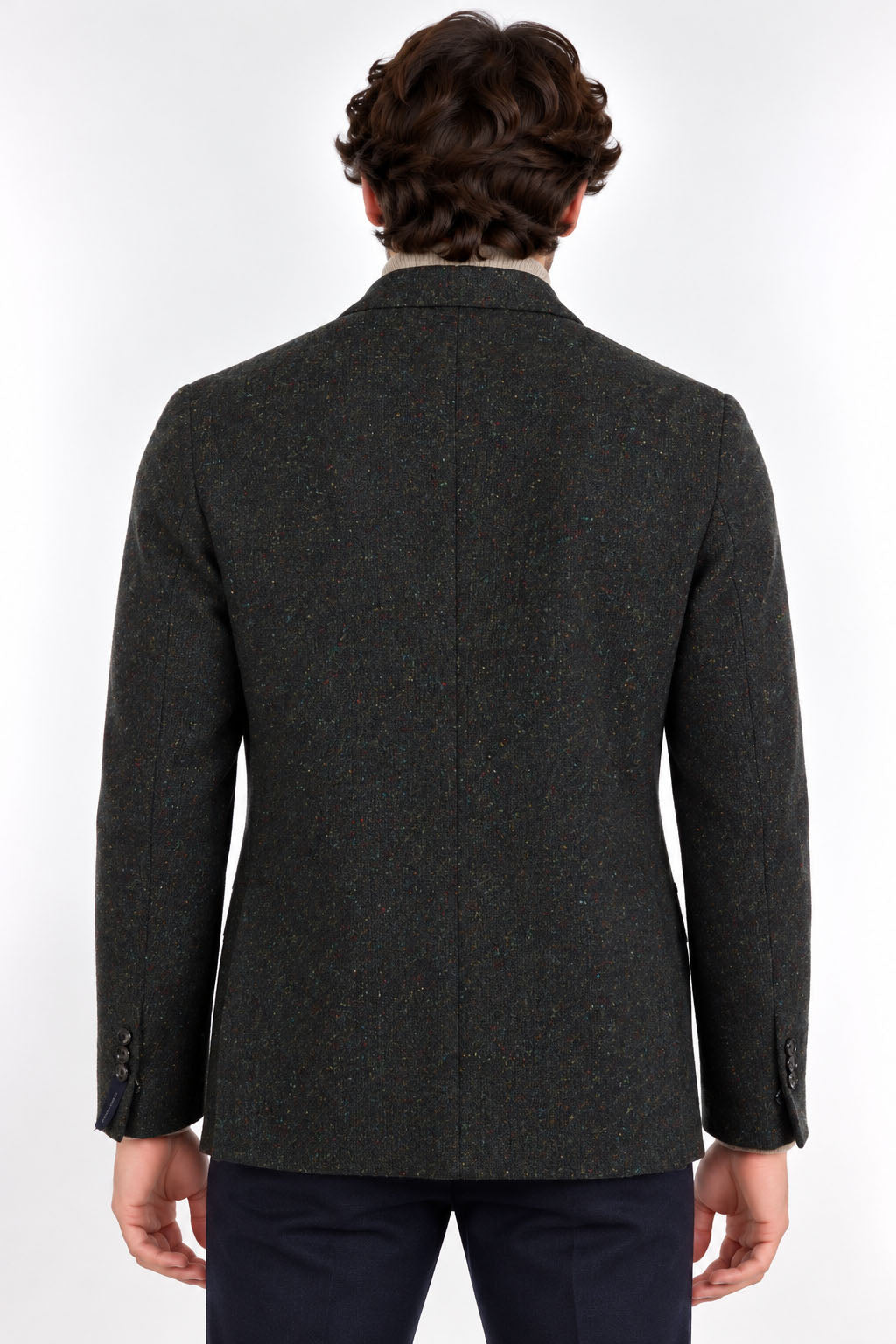Giacca Uomo in Tweed Due Bottoni con Spacchi Laterali