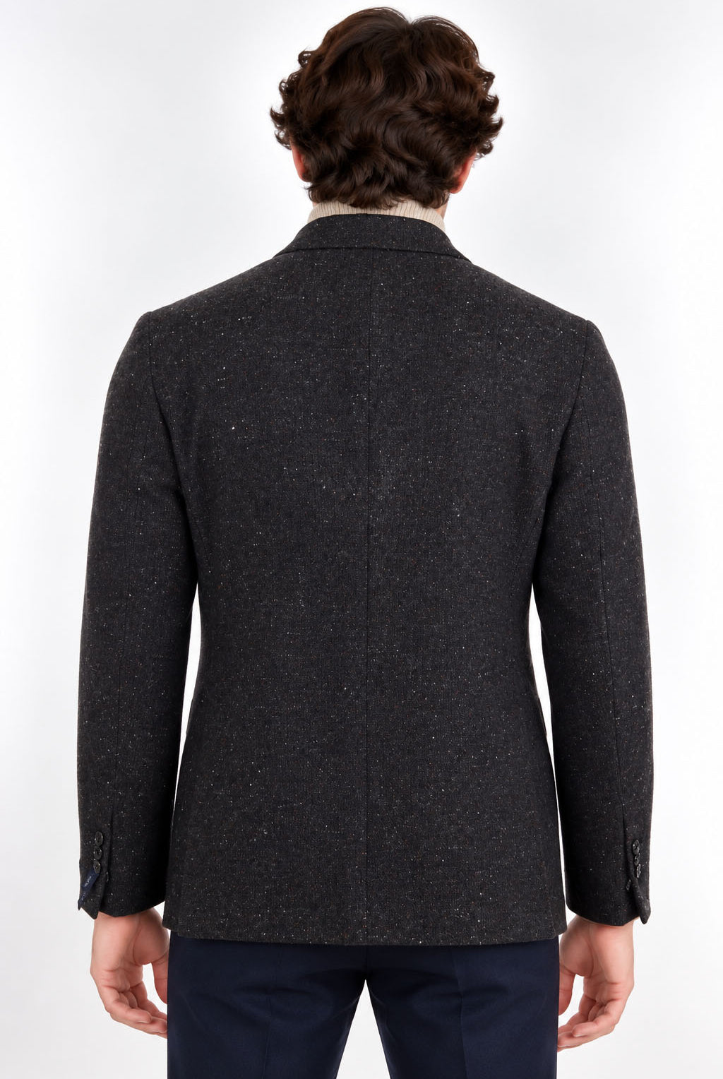 Giacca Uomo in Tweed Due Bottoni con Spacchi Laterali
