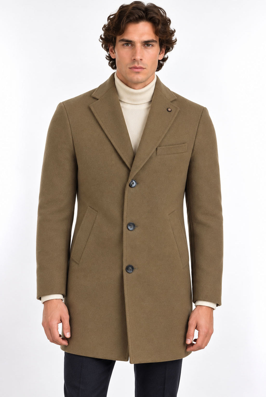 Cappotto monopetto 3/4 in lana