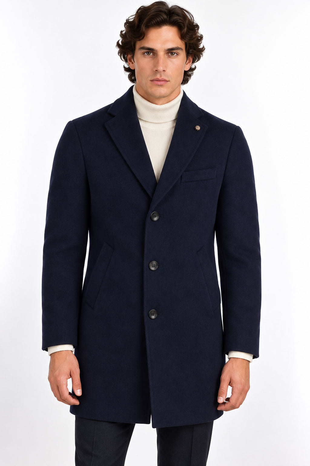Cappotto monopetto 3/4 in lana