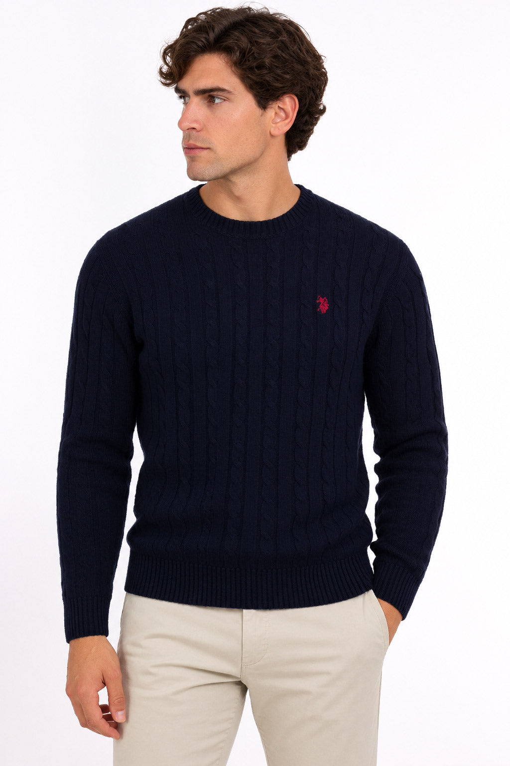 Maglia Girocollo trecce con logo