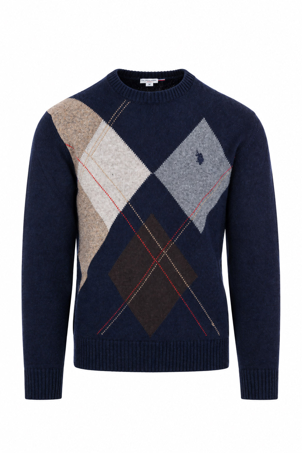 Maglione girocollo uomo in misto lana a rombi