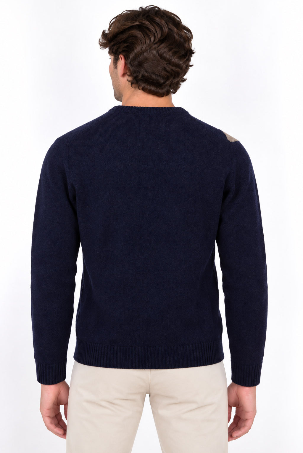Maglione girocollo uomo in misto lana a rombi