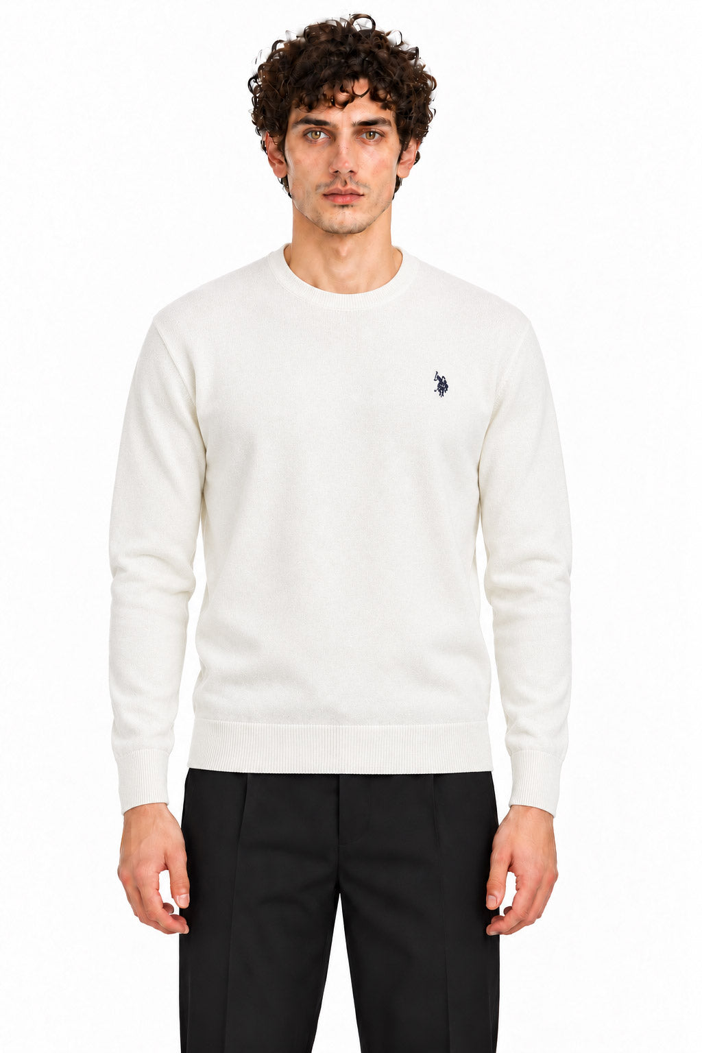 Maglia girocollo in lana con logo