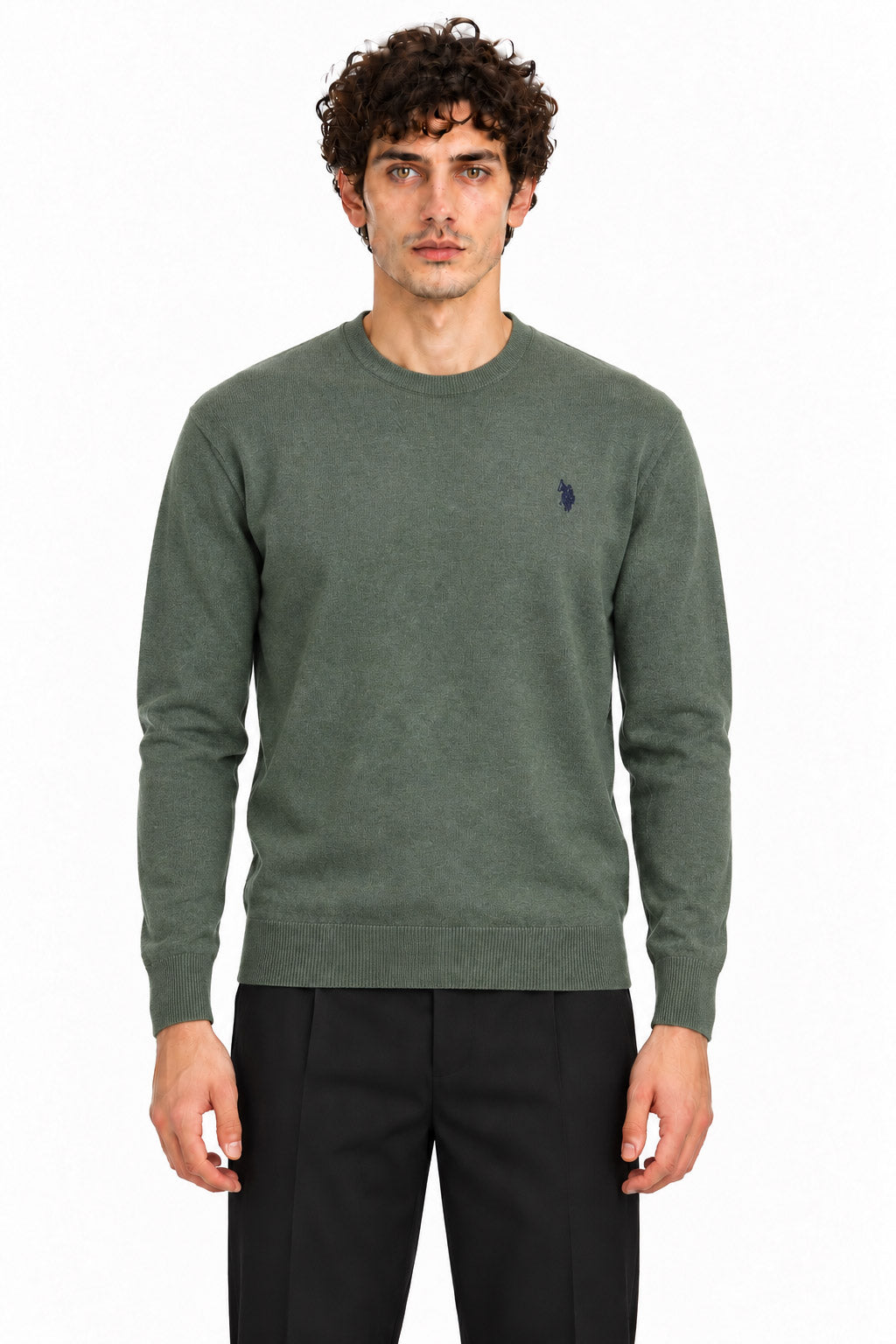 Maglia girocollo in lana con logo