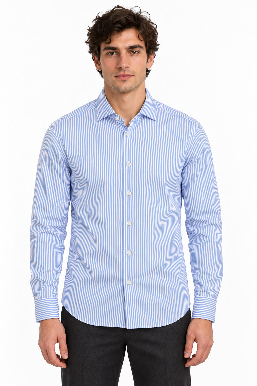 Camicia uomo in cotone bastoncino a righe