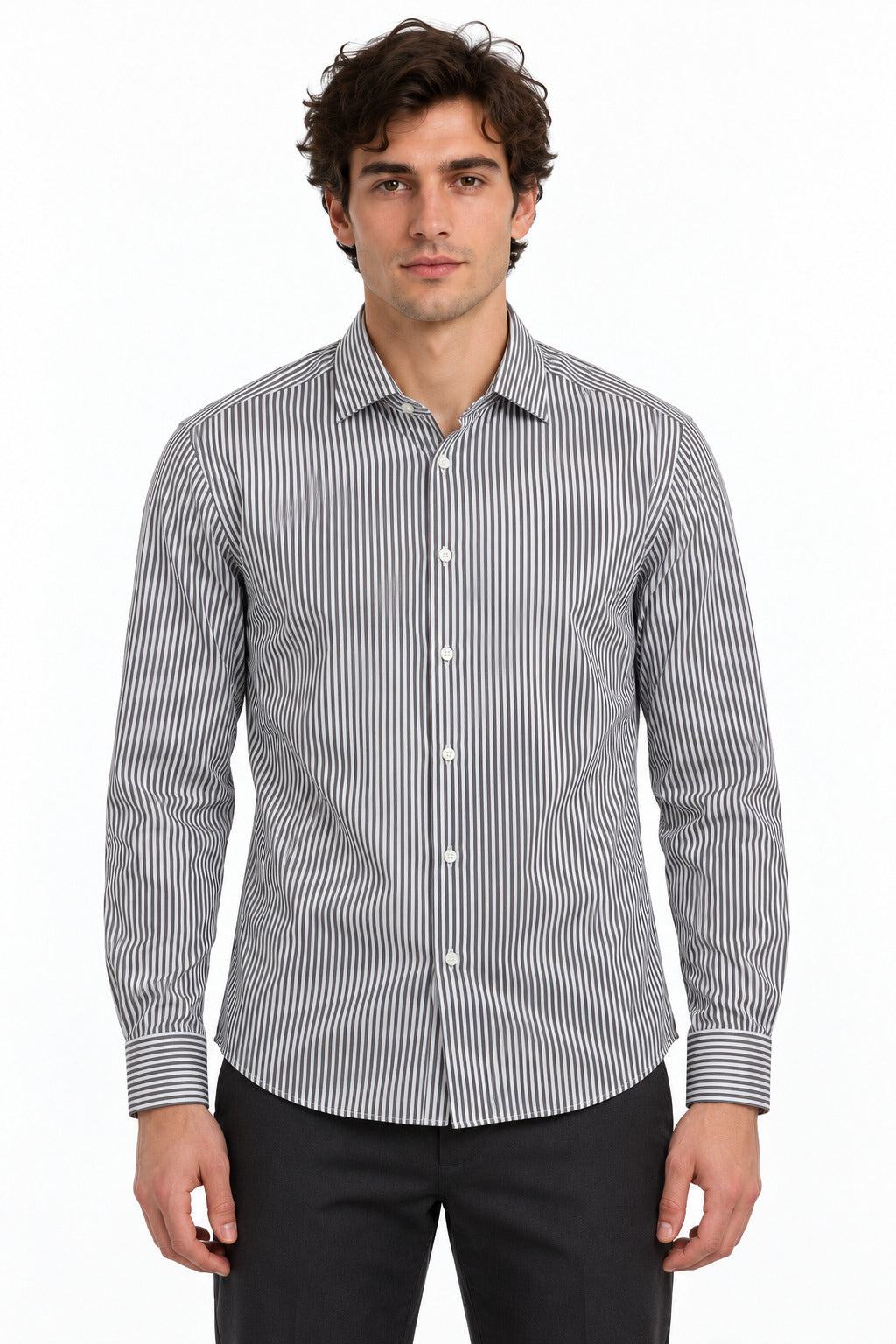 Camicia uomo in cotone bastoncino a righe