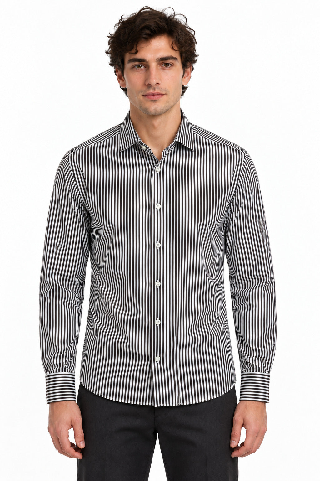 Camicia uomo in cotone bastoncino a righe