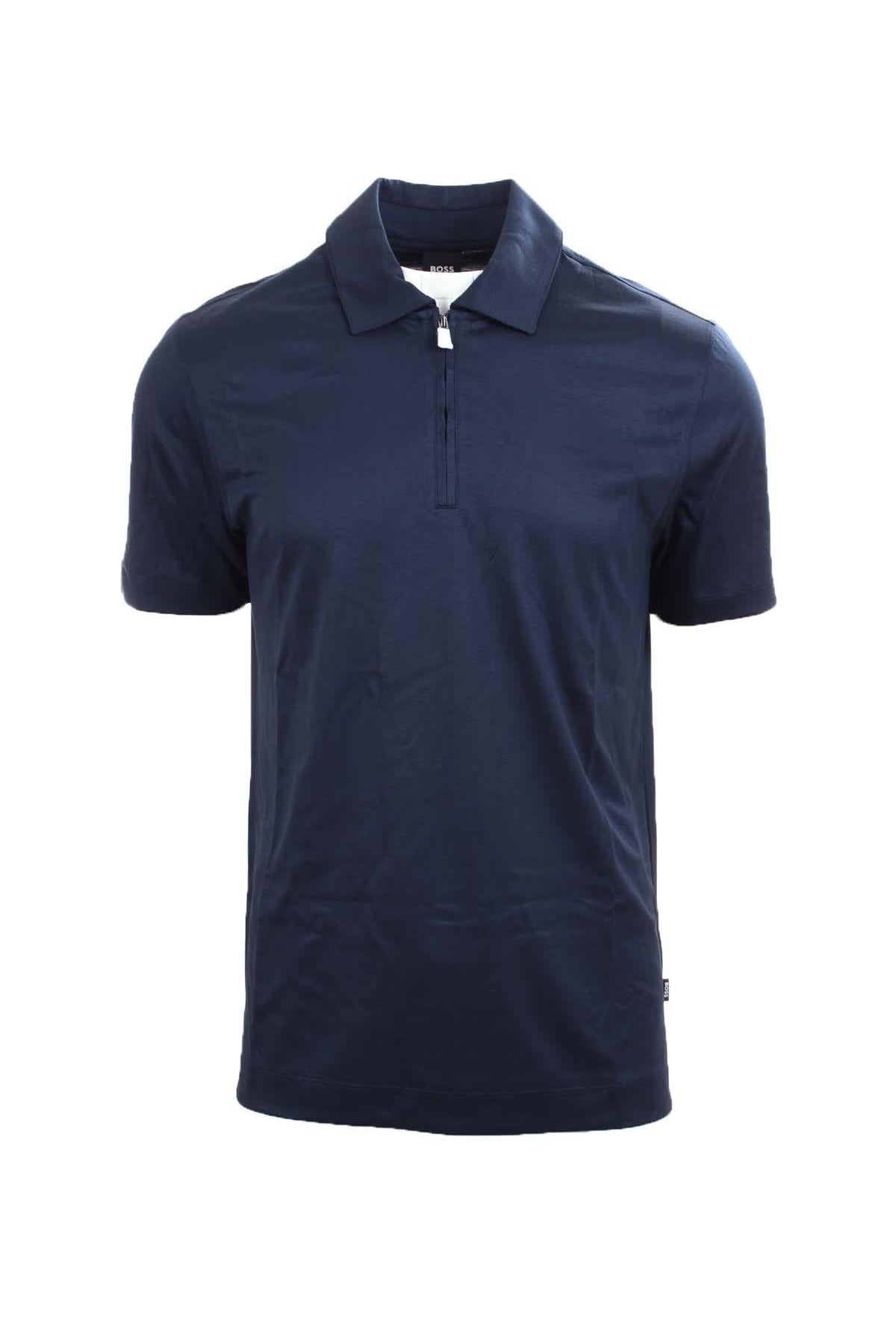 Polo mezza manicain cotone e lino con zip