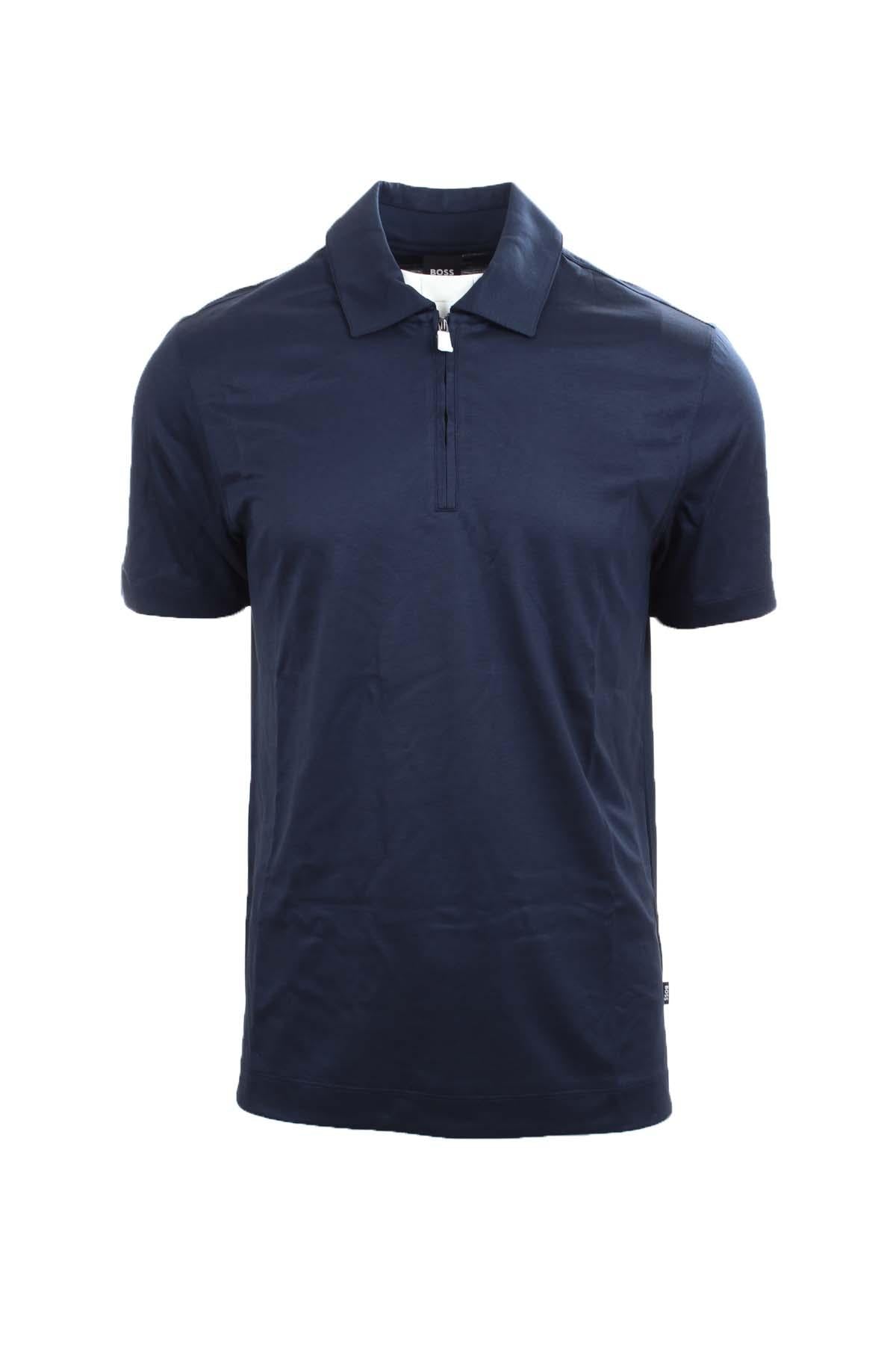 Polo mezza manicain cotone e lino con zip