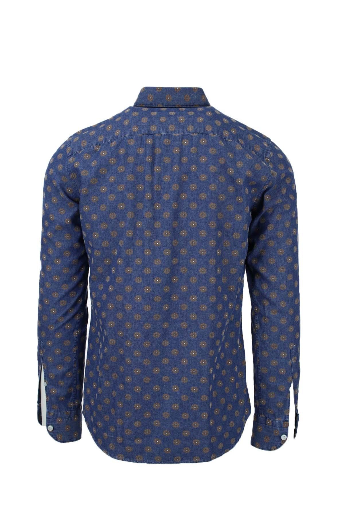 Camicia manica lunga cotone fantasia washed