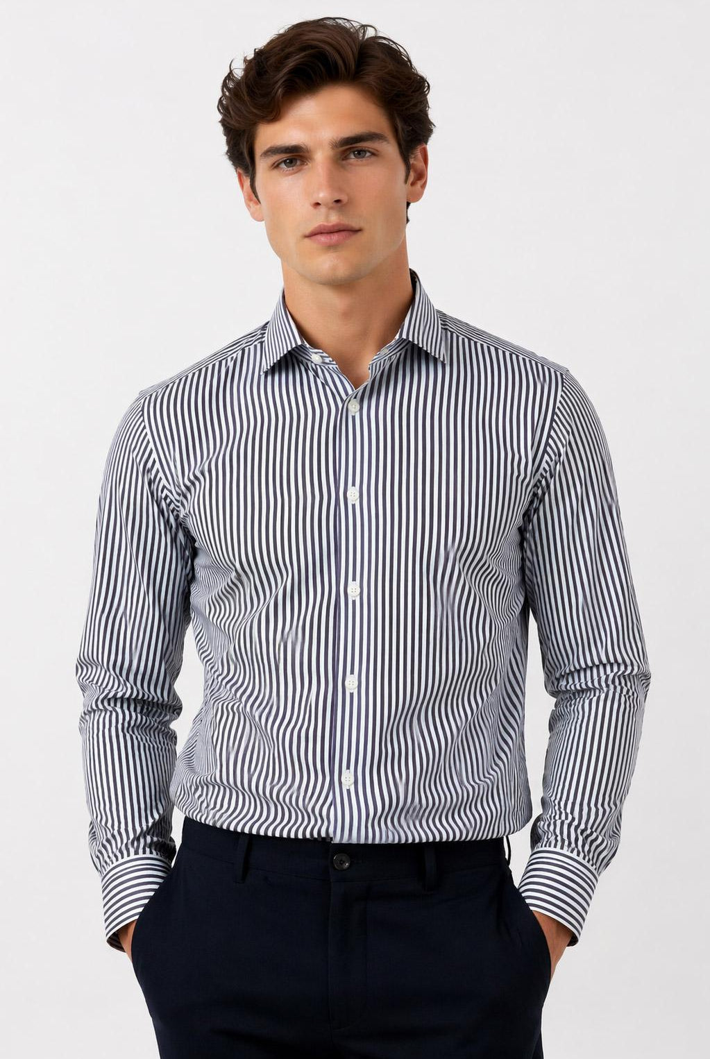 Camicia Uomo a Righe in Tessuto Active