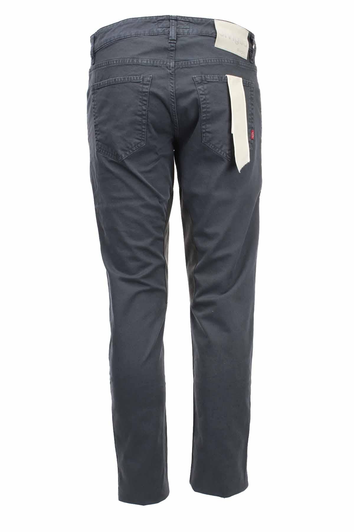 Pantalone 5 tasche con toppe in alcantara