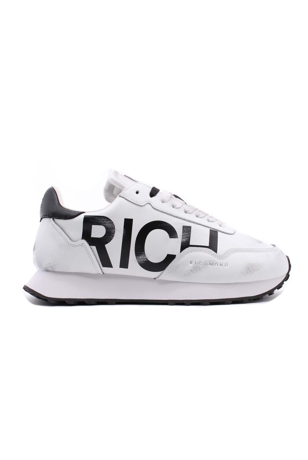 Sneaker in Nappa effetto used con Logo Lettering