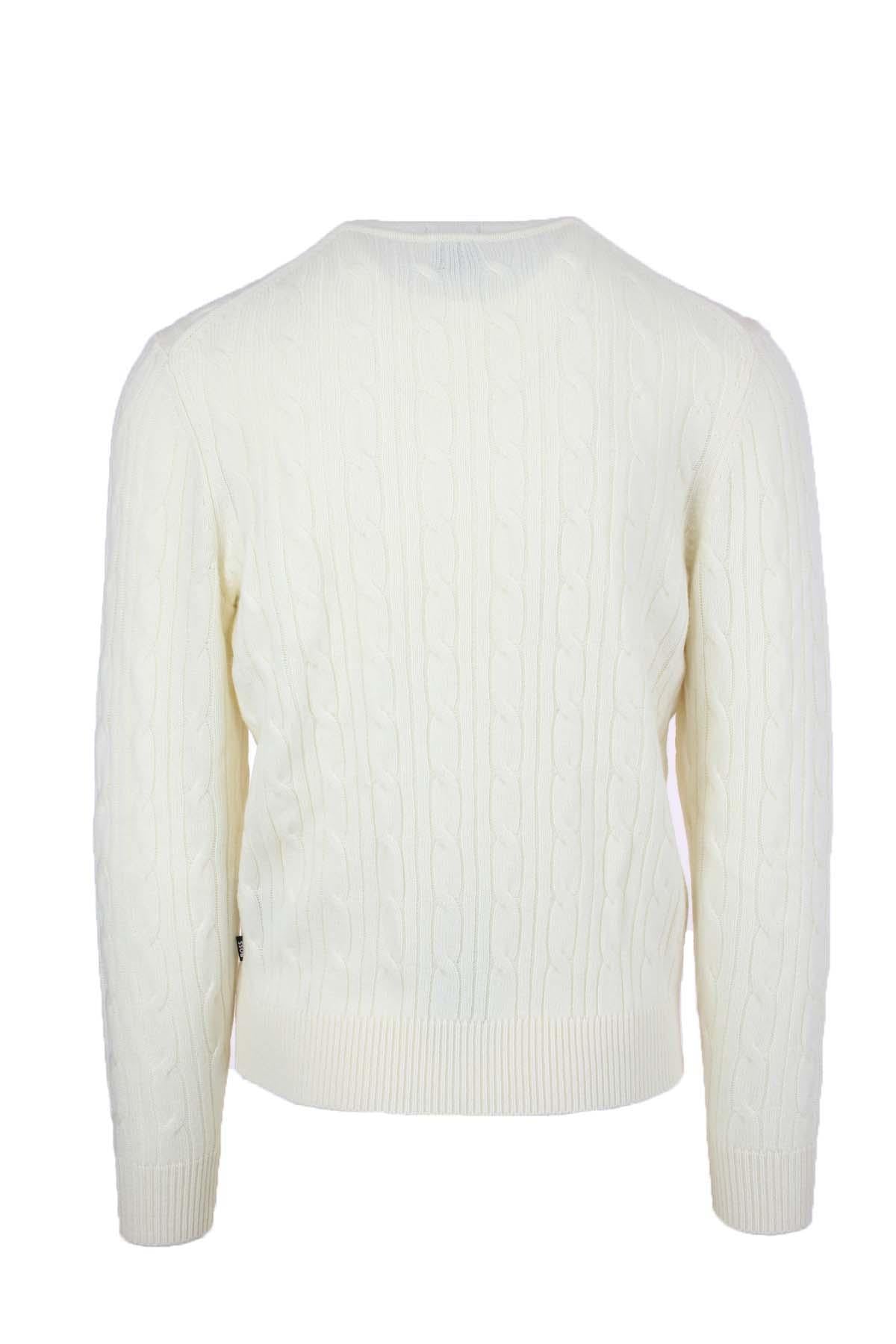 Maglia girocollo in lana trecce