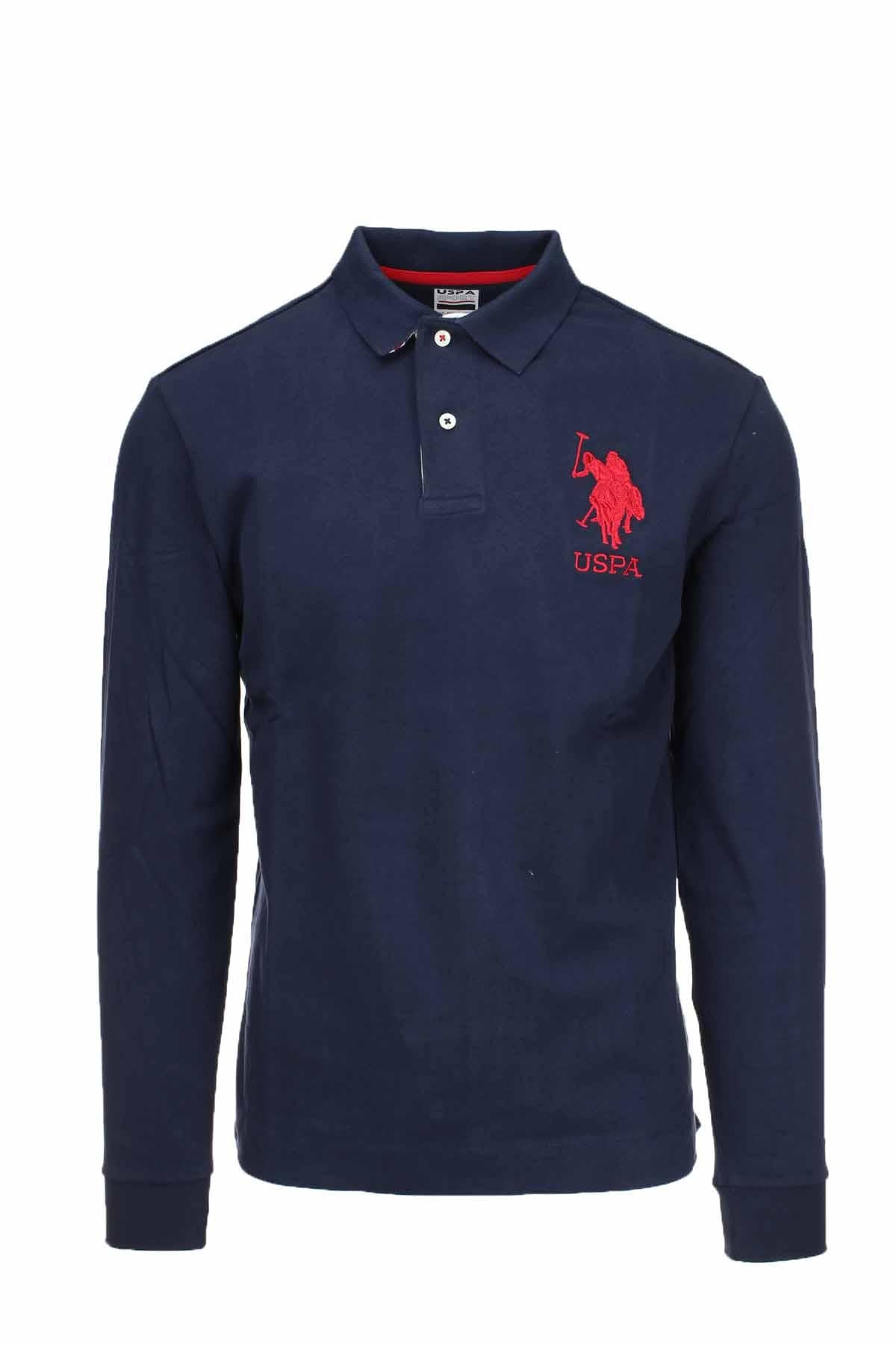 Polo manica lunga in jersey unito maxi logo