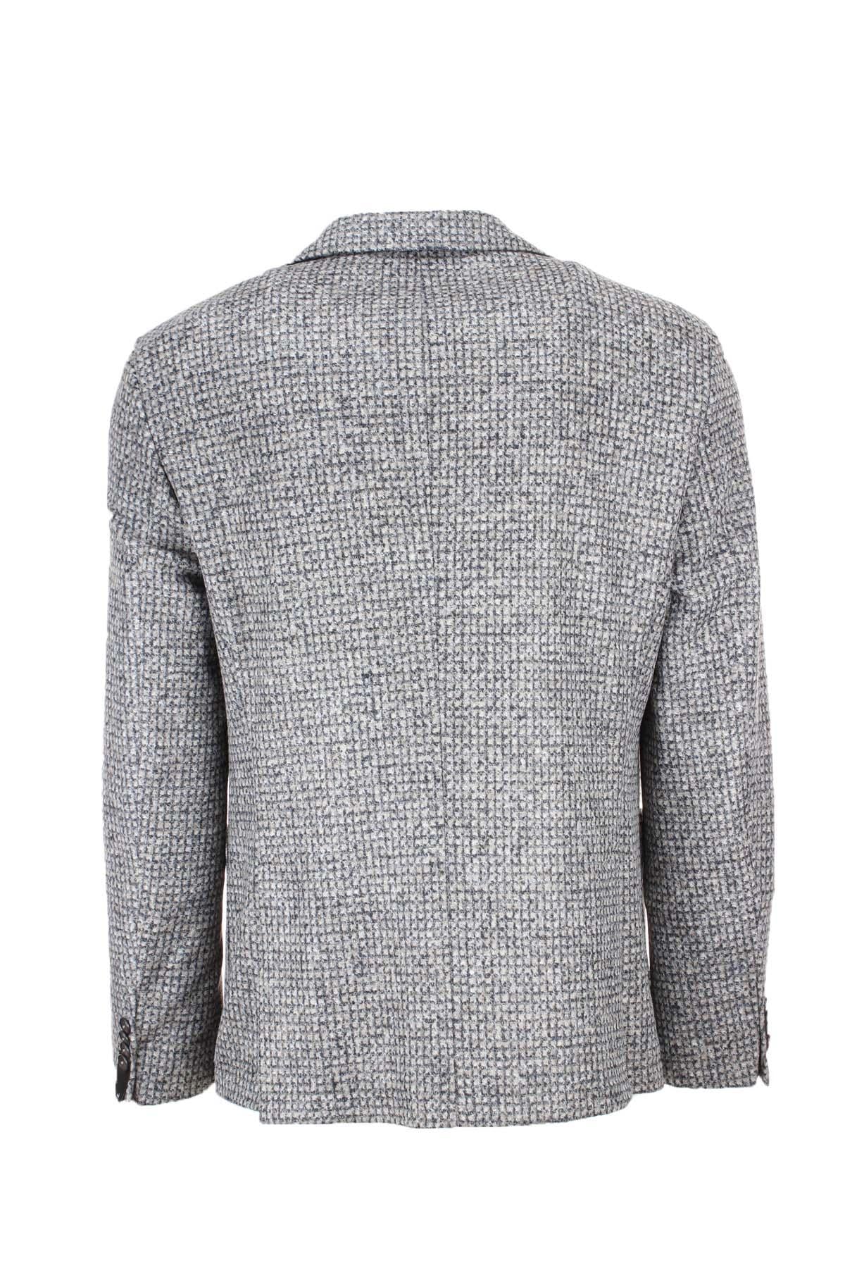 Giacca monopetto in tessuto stretch a quadri