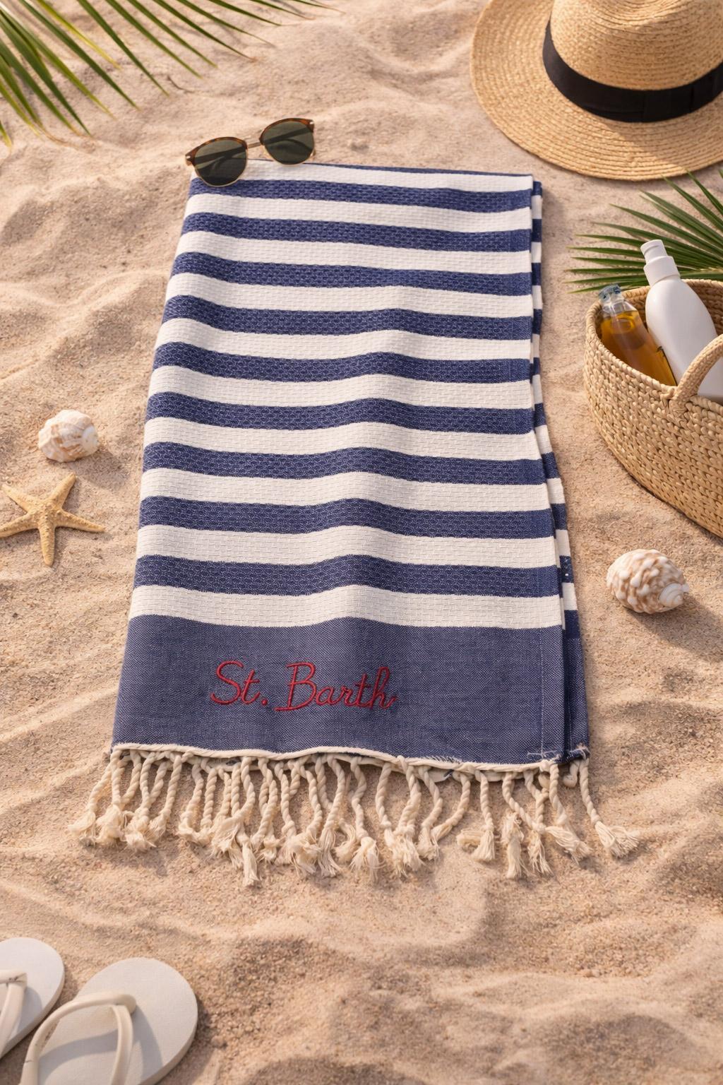 Telo Mare in Cotone a Righe con Frange
