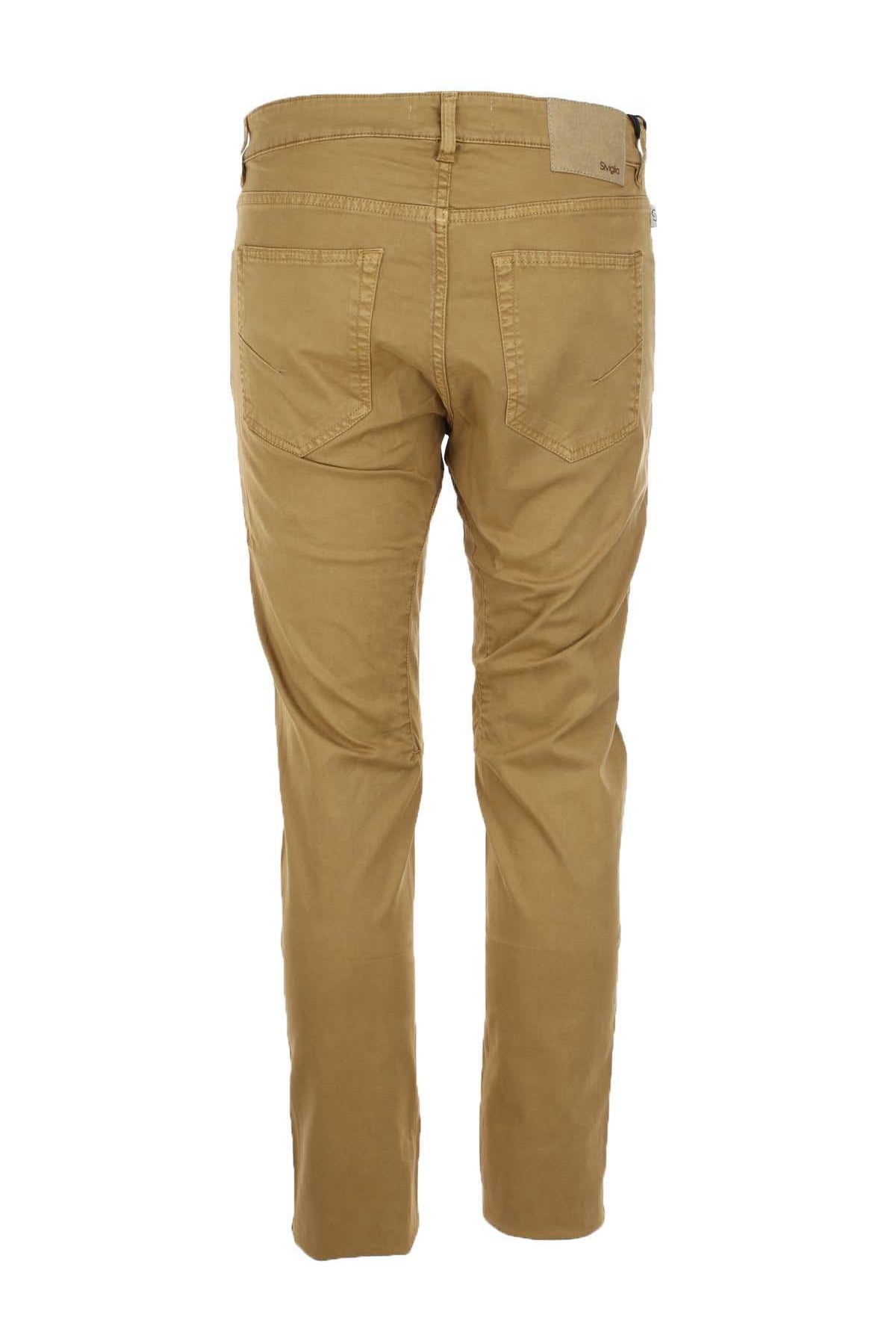 Pantalone 5 tasche in cotone leggero con toppe