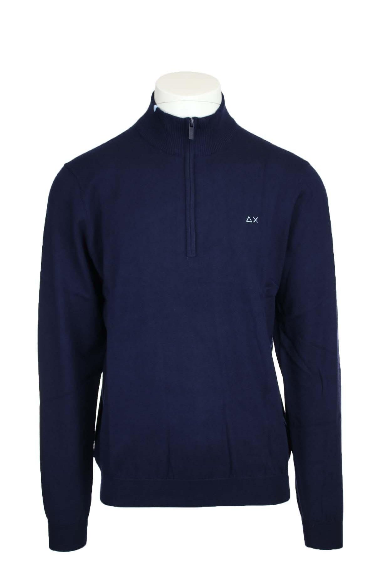 Maglia pullover lupo zip in lana cotone