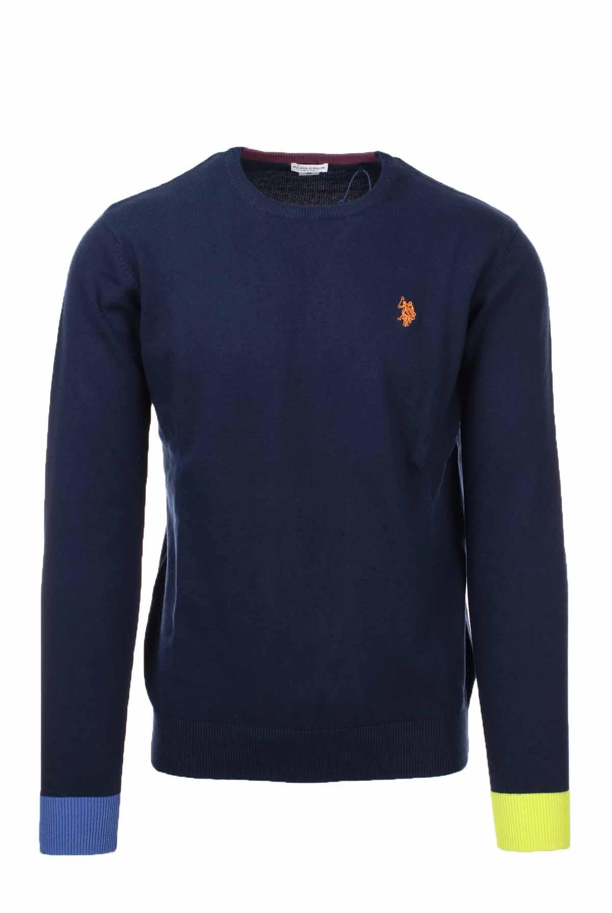 Maglia girocollo in cotone con contrasti.