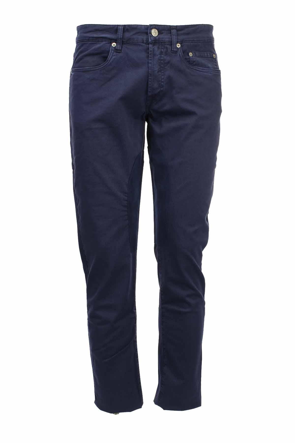 Pantalone 5 tasche con toppe in alcantara