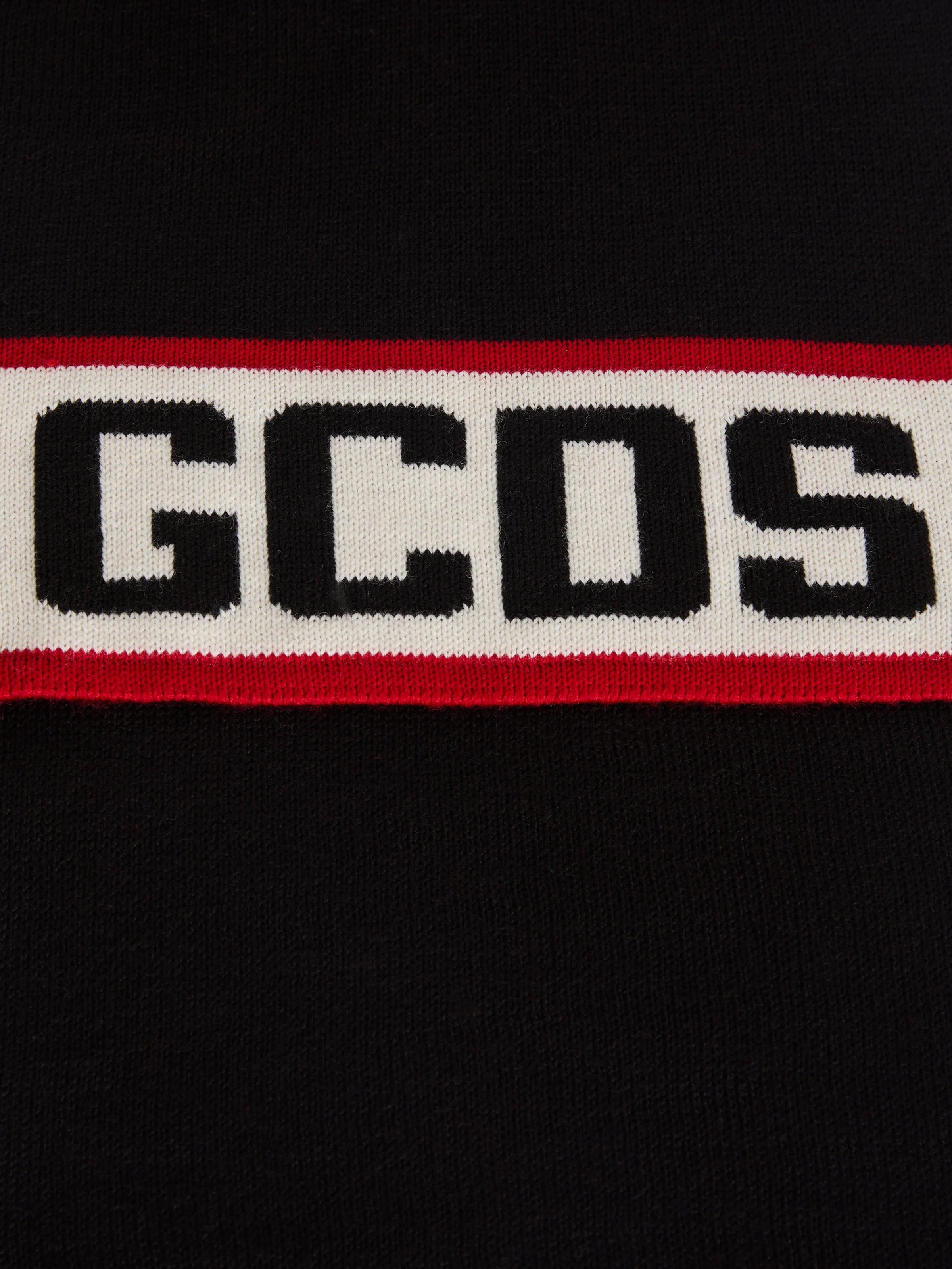 Sciarpa in lana con banda e logo GCDS