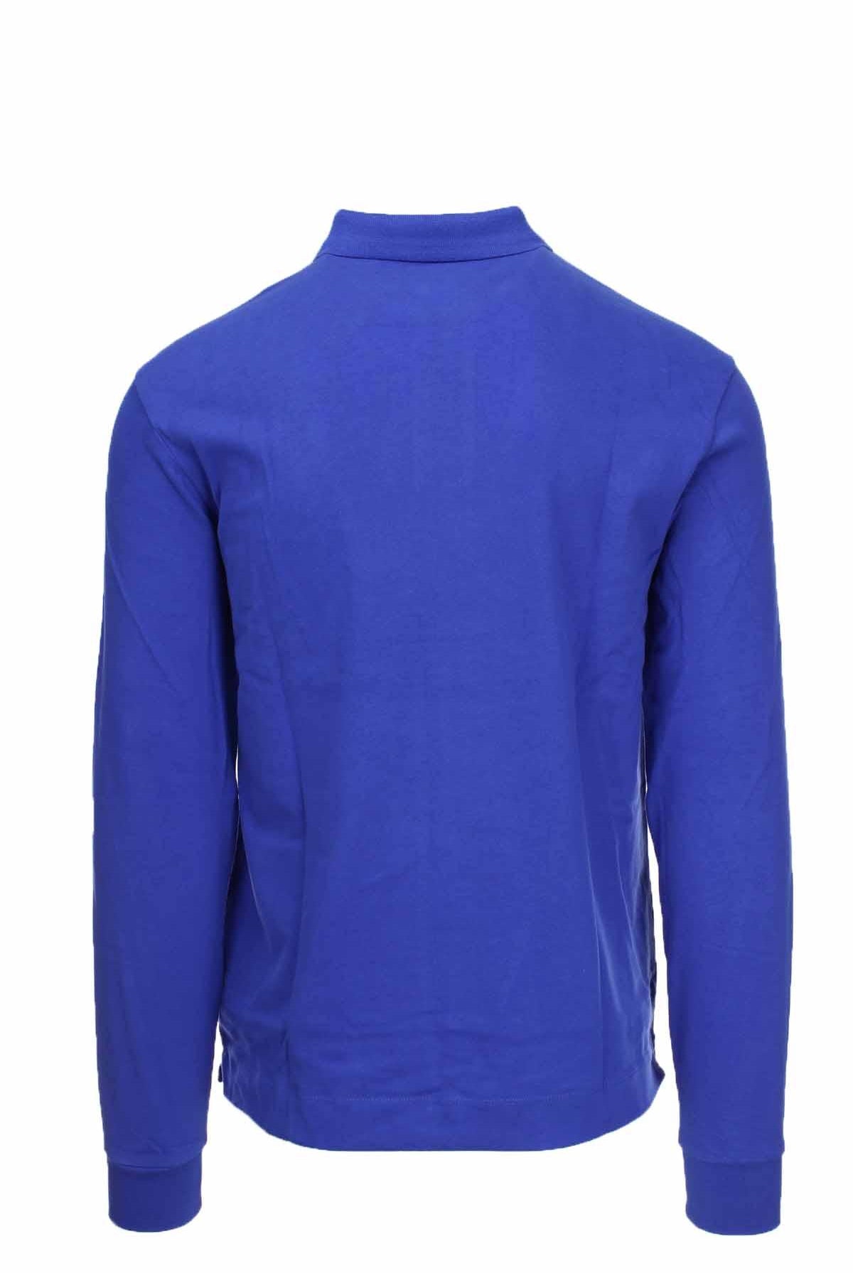 Polo manica lunga in jersey unito maxi logo