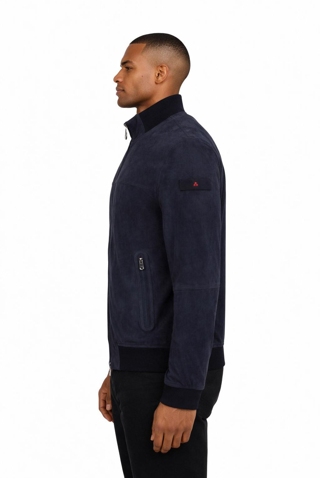 Giubbotto Uomo Sands in Suede Collo Alto Zip Argento