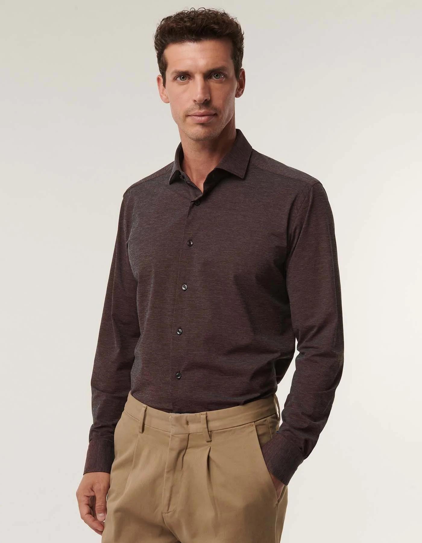 Camicia collo francesce tessuto tecnico Active