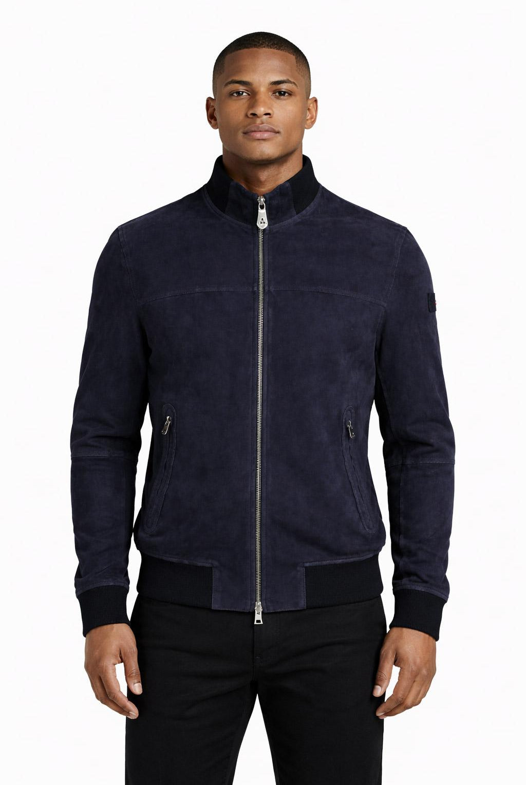 Giubbotto Uomo Sands in Suede Collo Alto Zip Argento
