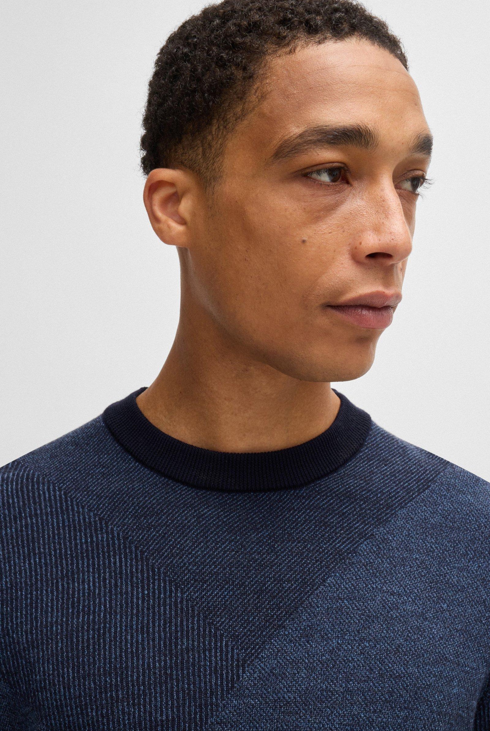 Maglia girocollo in lana jacquard bicolore