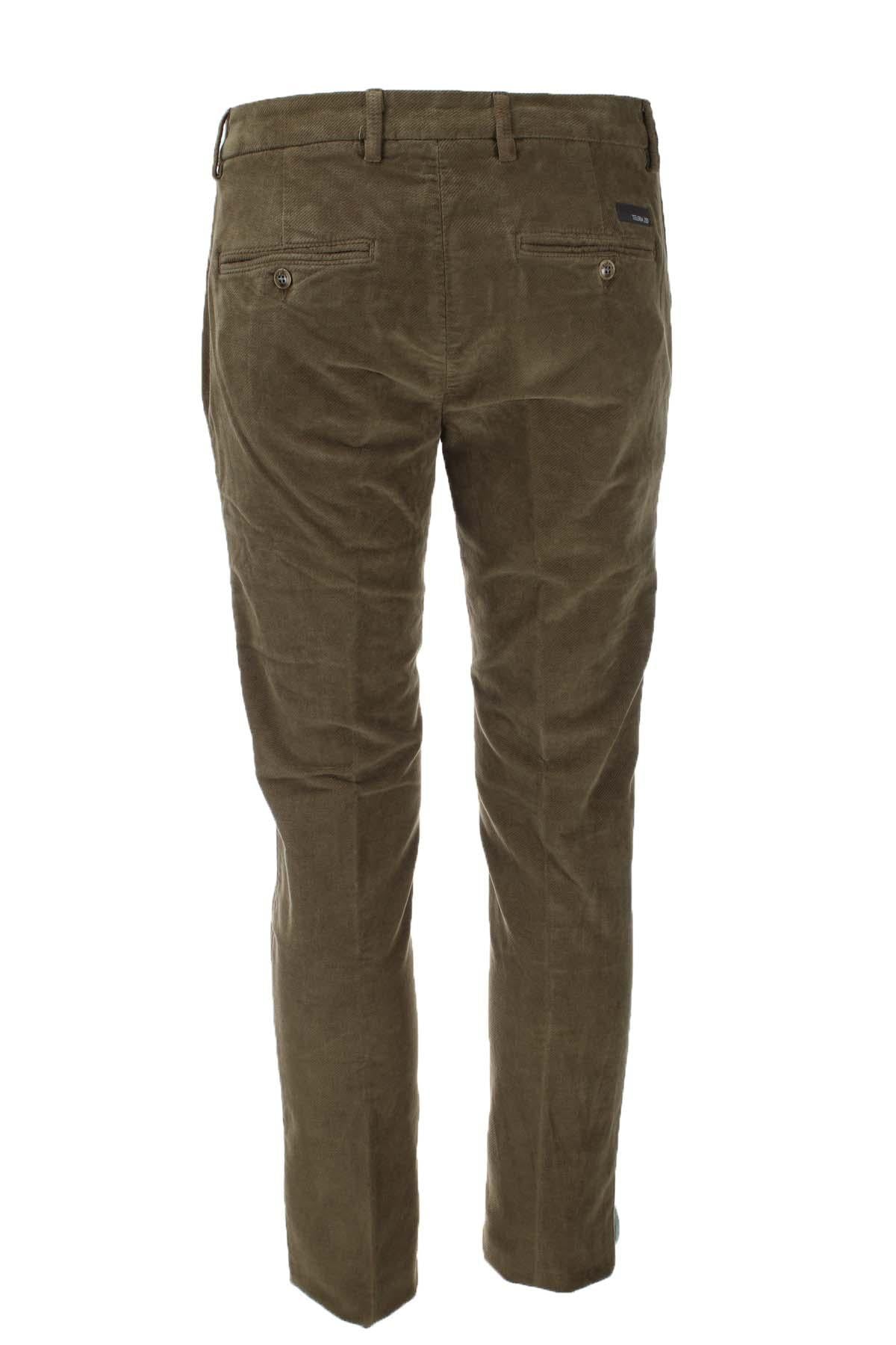 Pantalone in micro velluto diagonale stretch