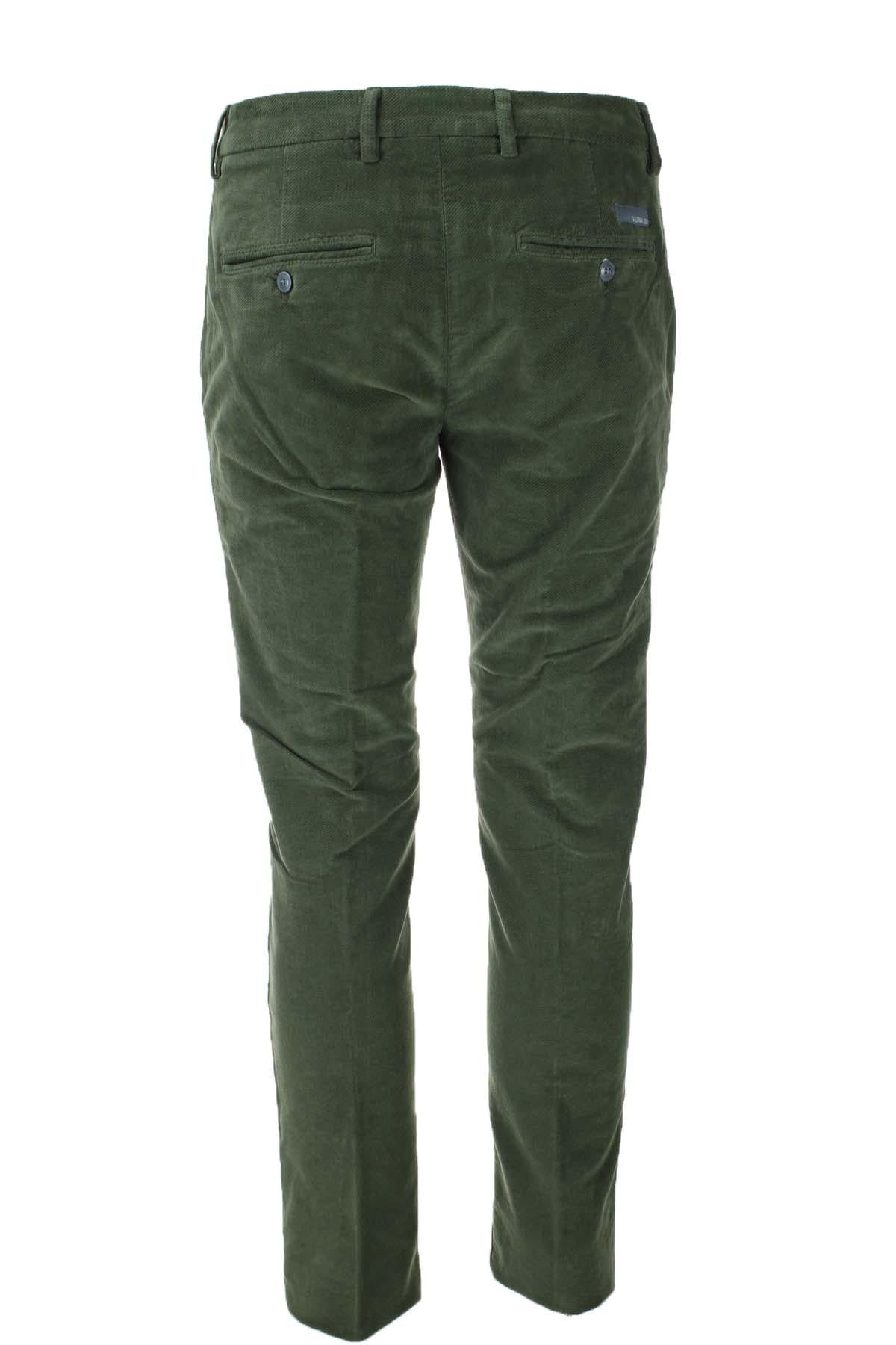 Pantalone in micro velluto diagonale stretch