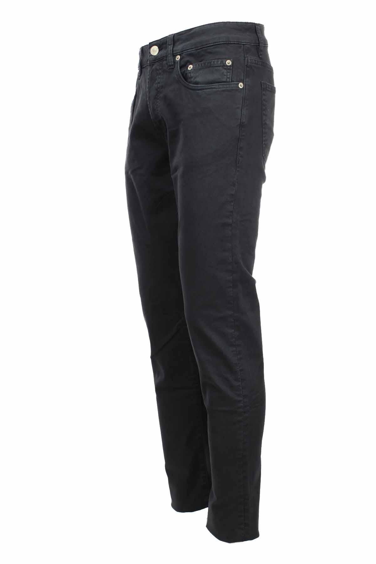 Pantalone 5 tasche con toppe in alcantara