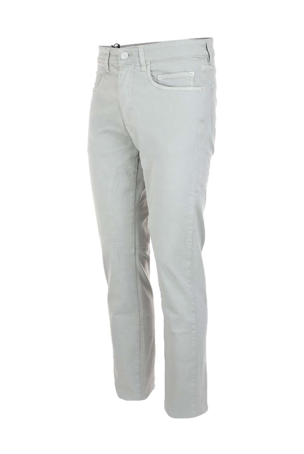 Pantalone 5 tasche in cotone leggero con toppe