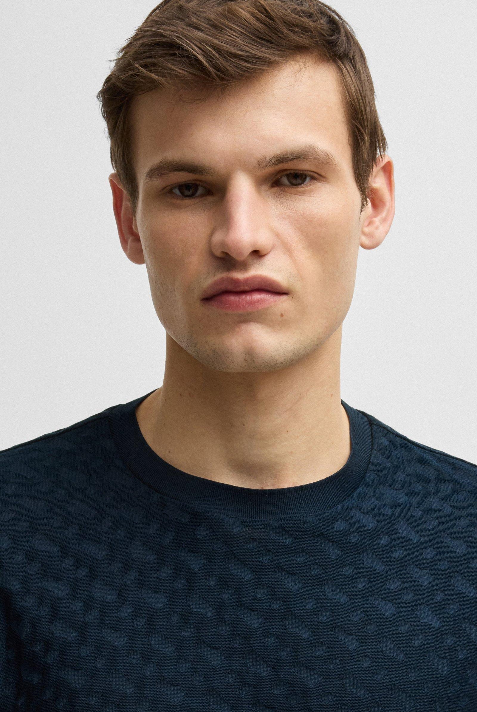 Tshirt mezza manica in cotone con monogrammi Boss