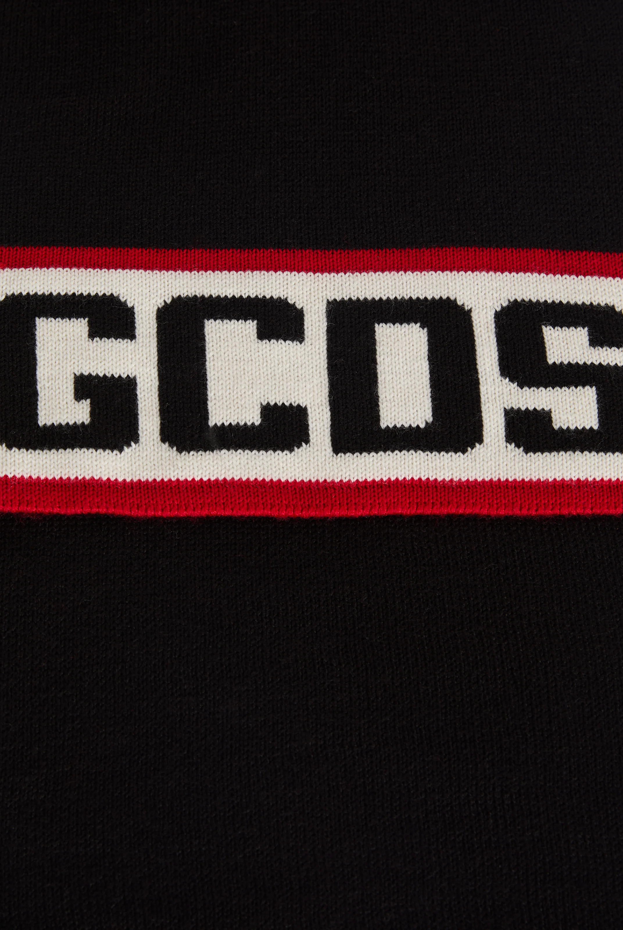 Sciarpa in lana con banda e logo GCDS