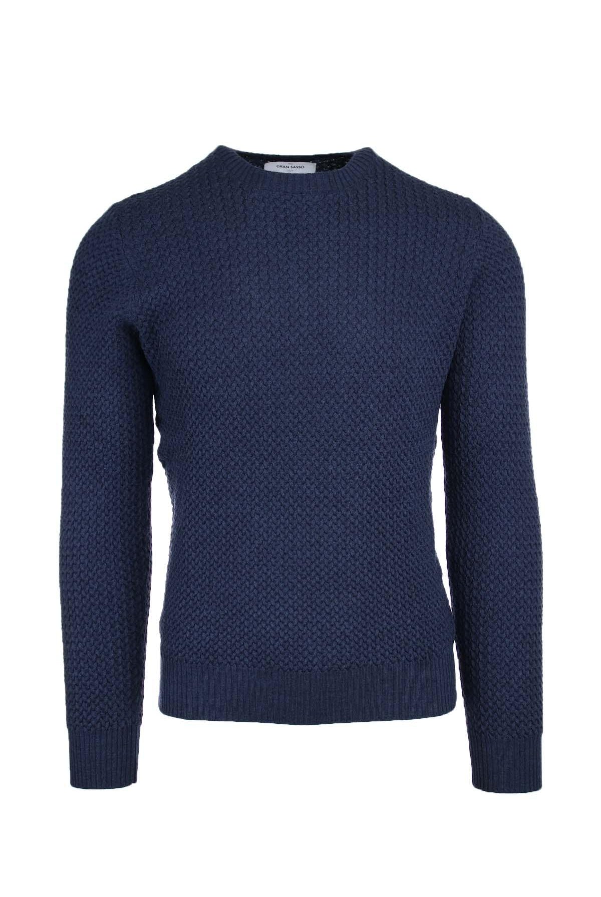 Pullover in lana girocollo microtrecce