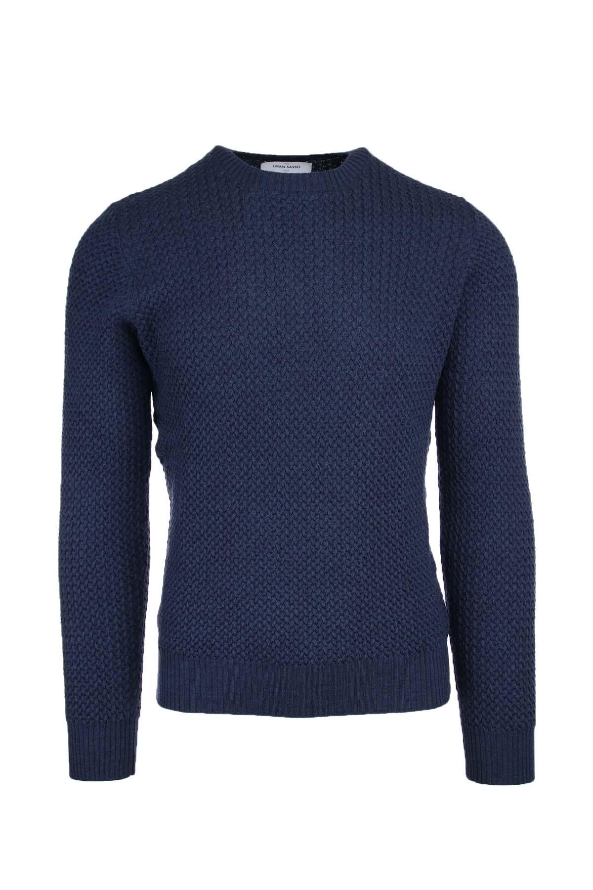 Pullover in lana girocollo microtrecce