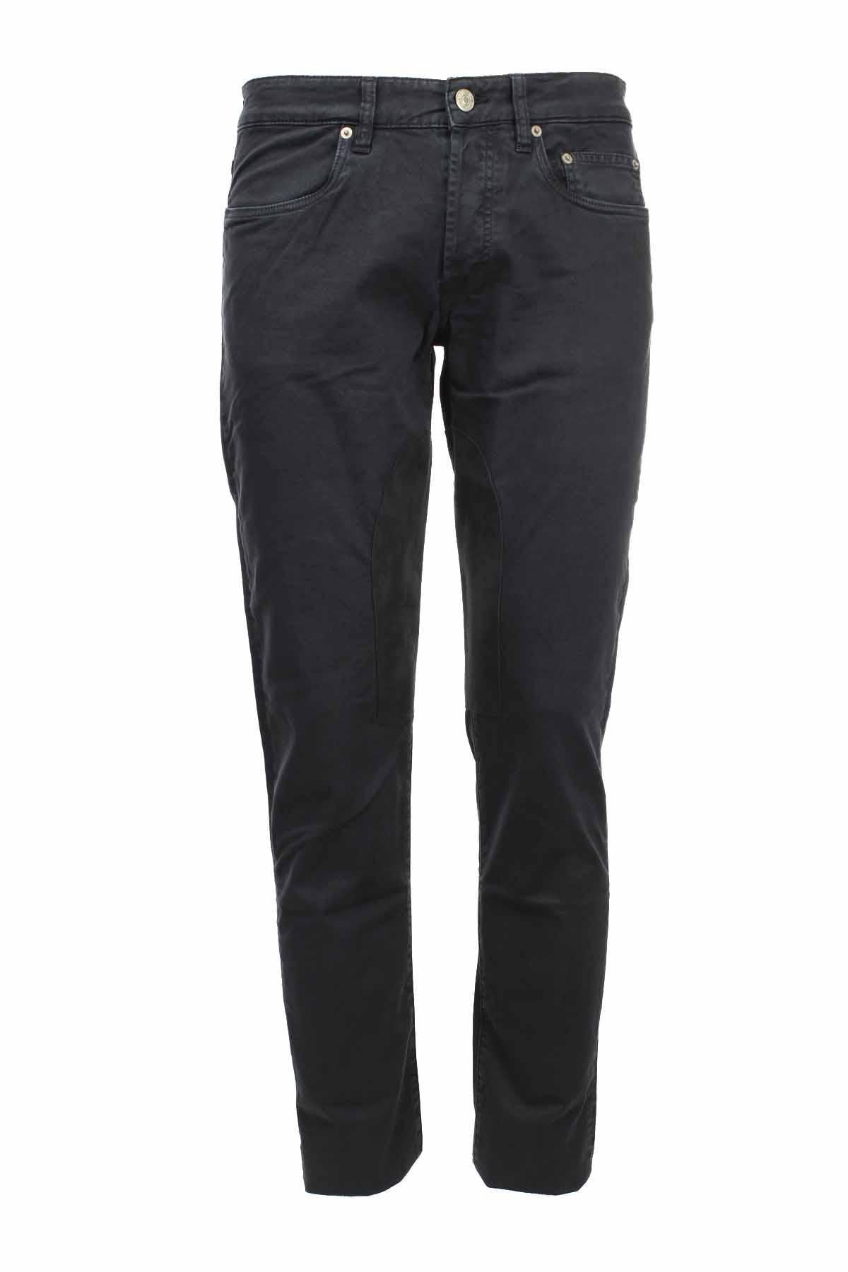 Pantalone 5 tasche con toppe in alcantara