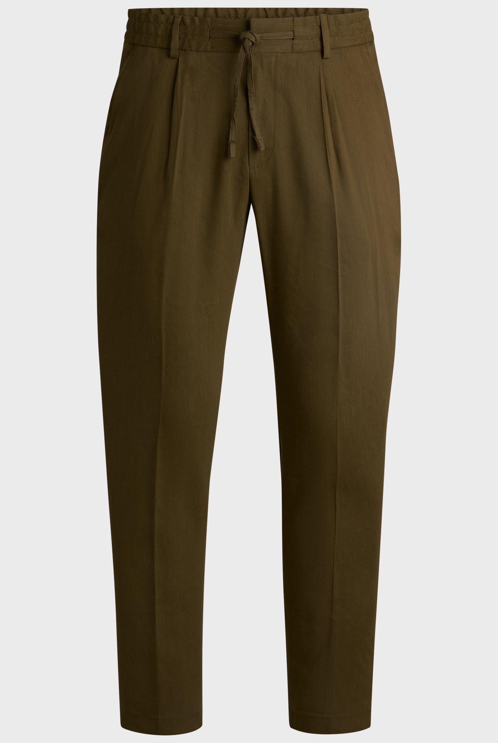 Pantaloni in misto lino con elastico e coulisse