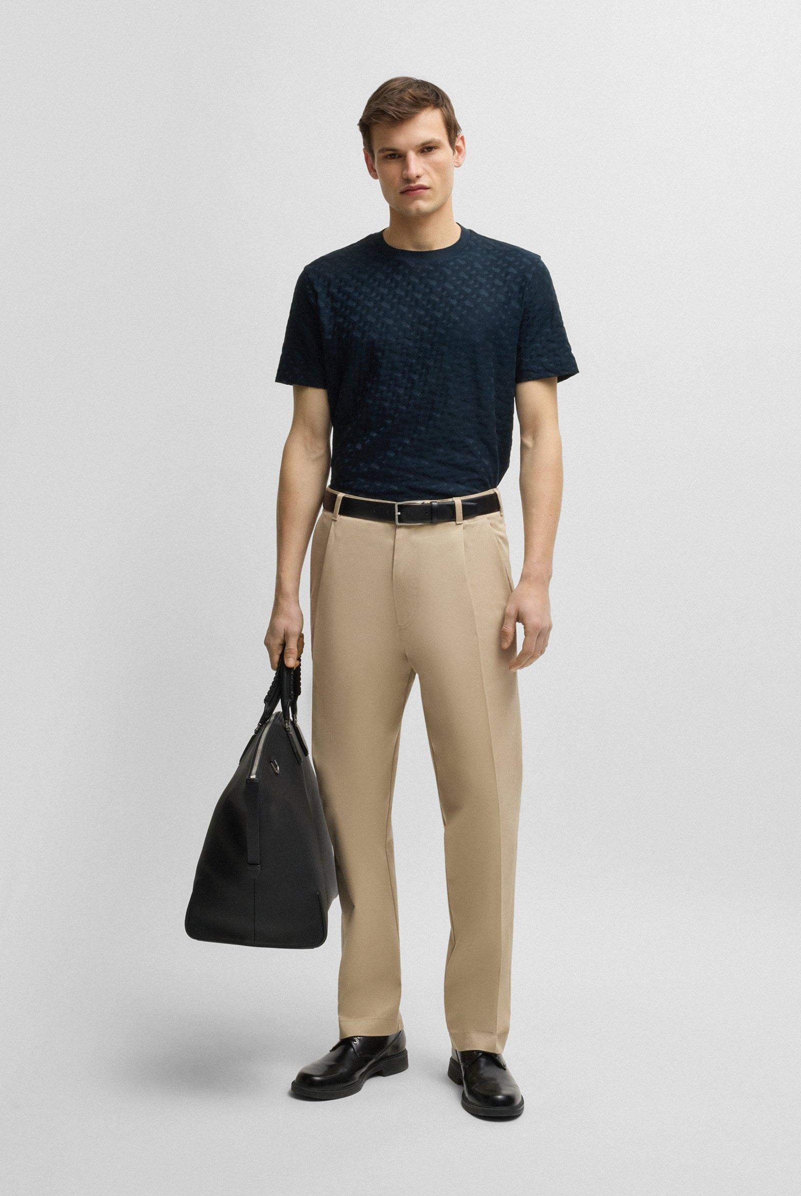 Tshirt mezza manica in cotone con monogrammi Boss