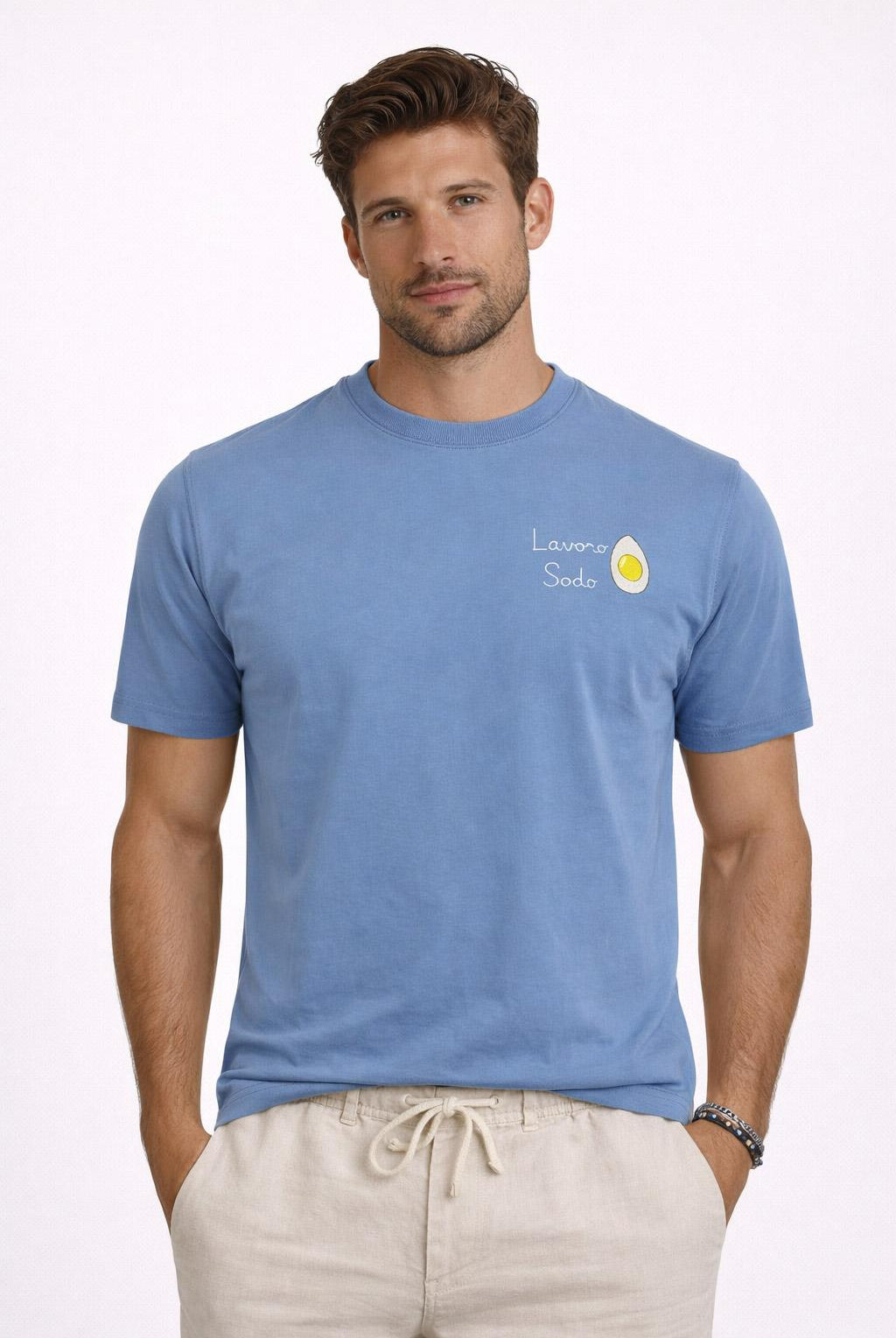 T-Shirt Uomo Cotone Ricamo Lavoro Sodo
