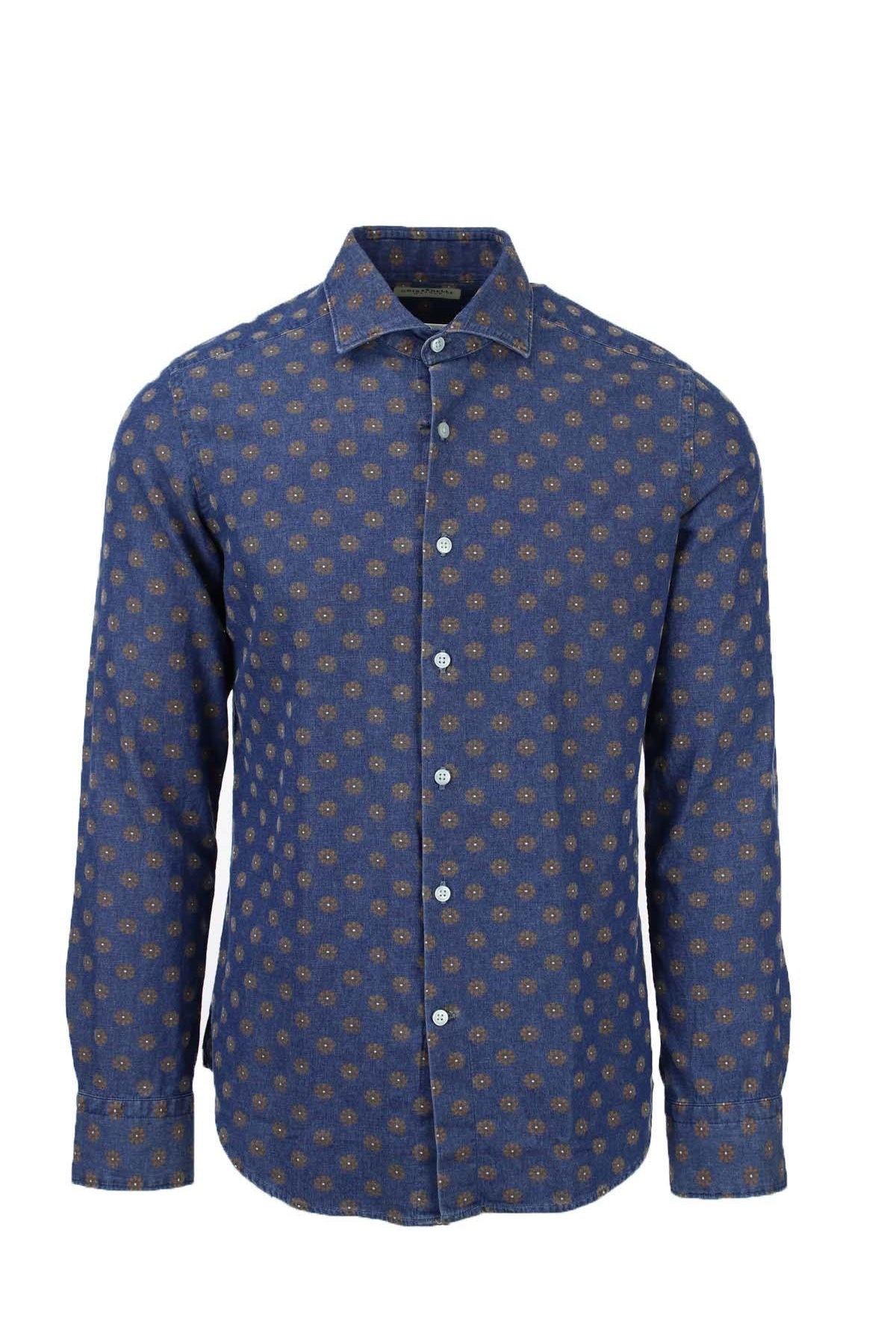 Camicia manica lunga cotone fantasia washed