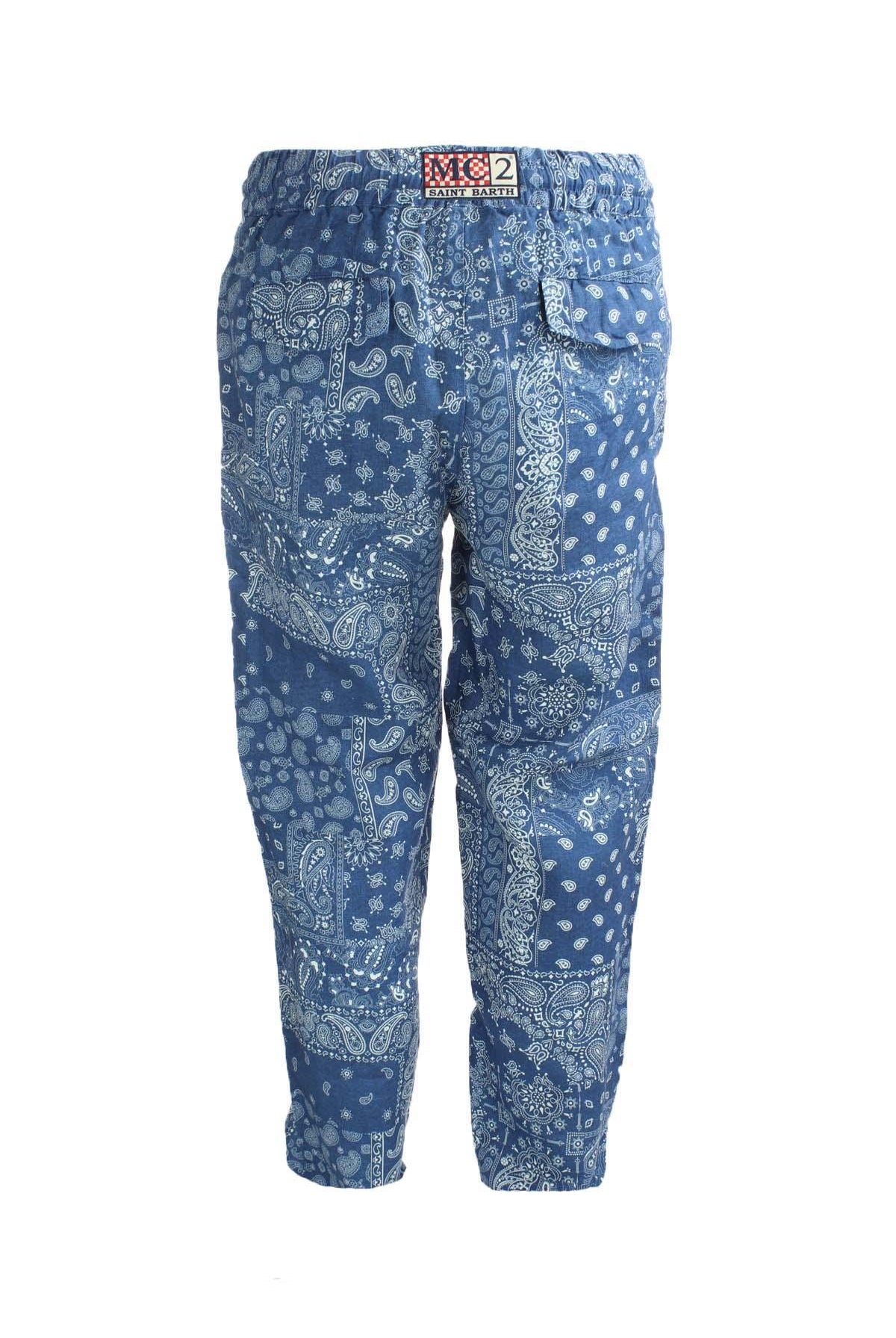 Pantaloni Calais in lino fantasia Bandana