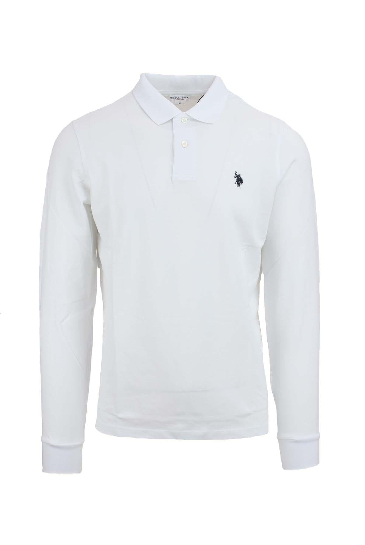 Polo manica lunga in piquet di cotone con logo