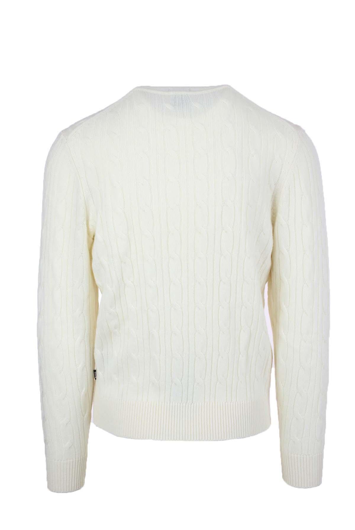 Maglia girocollo in lana trecce